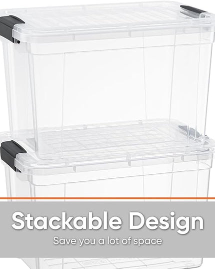 Superio Clear Storage Boxes with Lids, 8.75 Quart Plastic Container Bins for Organizing, Stackable Crates, BPA Free, Non Toxic, Odor Free, Organizers for Home, Office and Dorm, 8 Pack