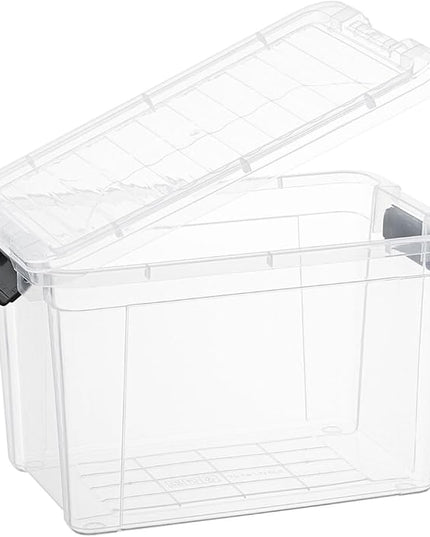 Superio Clear Storage Boxes with Lids, Plastic Container Bins for Organizing, Stackable Crates, BPA Free, Non Toxic, Odor Free, Organizers for Home, Office, School, and Dorm,12 Qt, 6 Pack