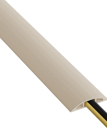 D-Line 6ft Floor Cord Cover, Cable Protector, Hide Extension Cords, Protect Cords, Prevent Cable Trips, Heavy Duty Cord Hider - Cable Cavity = 0.63" (W) x 0.31" (H) - Beige