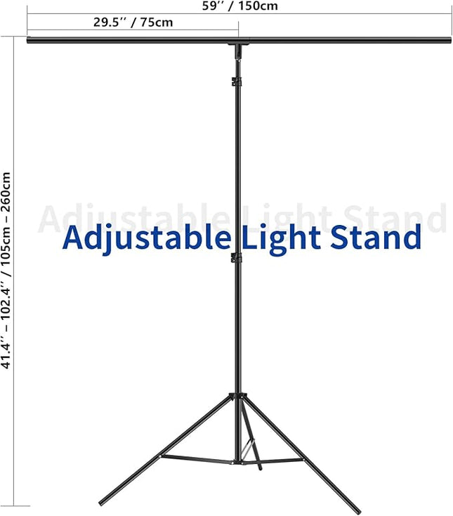 NEEWER T-Shaped Background Backdrop Support Stand Kit, 8.5ft/2.6m Tall Adjustable Tripod Stand and 5ft/1.5m Wide Crossbars with 6 Spring Clamps and 1 Carrying Bag for Studio Photo Video Photography