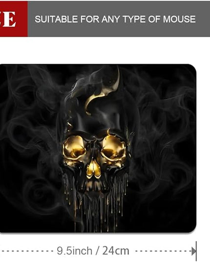 Gold Black Skull Square Mouse pad, Texture, Waterproof, Anti Slip Rubber Base, Computer Mouse pad, Laptop Mouse pad