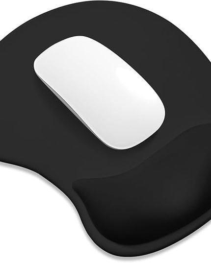 ITNRSIIET Ergonomic Mouse Pad, Cushioned Gel Wrist Rest, Non-Slip Base, Smooth Surface, Cute Multi-Color, 9.5 x 8.2 in, Black