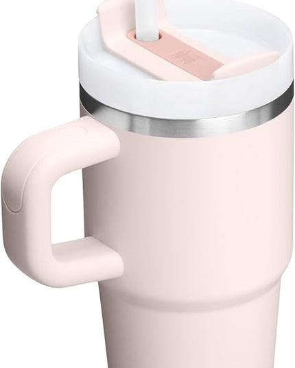 STANLEY Quencher H2.0 Tumbler with Handle and Straw 20 oz | Flowstate 3-Position Lid | Cup Holder Compatible for Travel | Insulated Stainless Steel Cup | BPA-Free | Rose Quartz 2.0