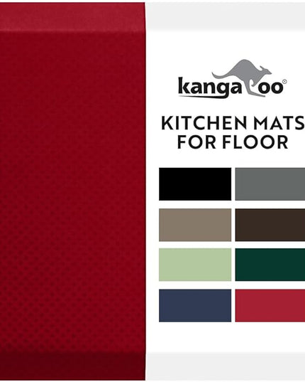 KANGAROO Thick Ergonomic Anti Fatigue Mats for Kitchen Floor, Cushioned Standing Office Desk Mat, Waterproof Scratch Resistant Topside, Supportive All Day Comfort Padded Foam Rugs, 20x32, Red