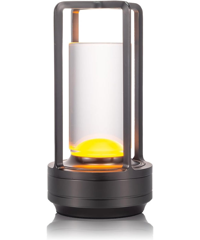 Portable Metal Table Lamp for Indoor/Outdoor ,Rechargeable Cordless LED Lamp, 3-Colour Infinitely Dimming Battery Powered Small Desk Lamp, Restaurant/Bedroom/Bar/Coffee Shop/Camping Light (Grey)