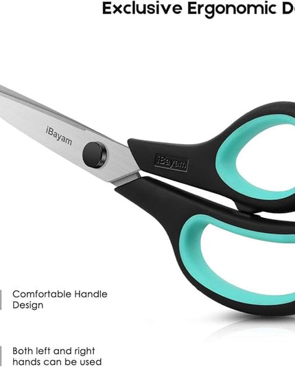 3-Pack 8" Heavy Duty Scissors with Ultra Sharp Blades and Comfort Grip Handles - For Office, Home, School, Sewing, and Crafts