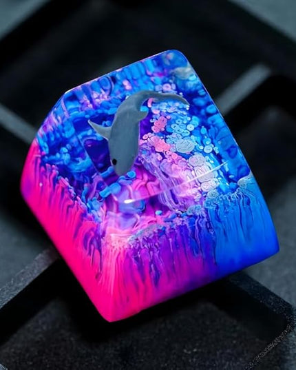 Shark Artisan Keycap Deep Blue Purple Ocean R1 SA Profile Custom Sea Creatures Keycaps 1U ESC Handmade Gaming Resin Key Cap Cherry MX Switch Compatible Mechanical Keyboard Sea Lover Gift