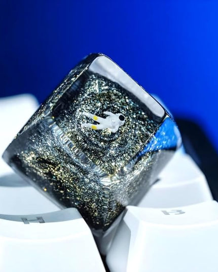 Gold Galaxy Astronaut Artisan Keycap R1 SA Profile Custom Astronauts Keycaps 1U ESC Space Explorer Handmade Gaming Resin Key Cap Cherry MX Switch Compatible Mechanical Keyboard Space Lover Gift