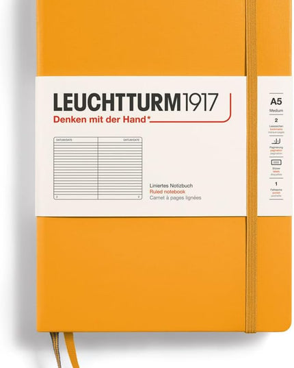 LEUCHTTURM1917 - Notebook Hardcover Medium A5-251 Numbered Pages for Writing and Journaling (Rising Sun, Ruled)