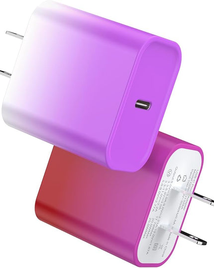 USB C Charger, iGENJUN 2-Pack Fast Charger with Foldable Plug, 20W Cube Charger for iPhone 16/16 Plus/16 Pro/16 Pro Max/15, Galaxy, Pixel 4/3, iPad/iPad mini, and More