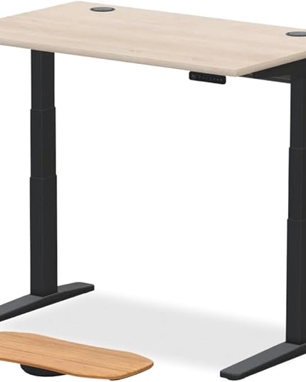 UPLIFTDESK V3 2-Leg Maple Laminate Wood Standing Desk – Adjustable Height, Advanced 1-Touch Memory Keypad, Under Desk Cable Management, Wire Grommets & Rocker Board (Black C-Frame, 48 x 30 inch)