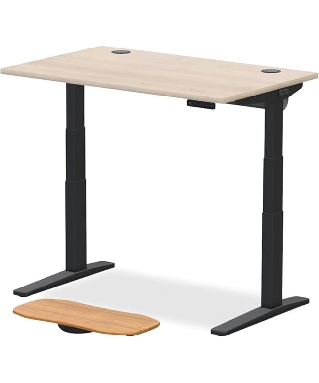 UPLIFTDESK V3 2-Leg Maple Laminate Wood Standing Desk – Adjustable Height, Advanced 1-Touch Memory Keypad, Under Desk Cable Management, Wire Grommets & Rocker Board (Black C-Frame, 48 x 30 inch)