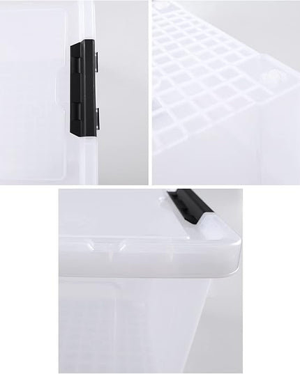 4-Pack 34 Quart Clear Latching Box Totes, Plastic Storage Bin