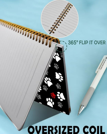 Spiral Journal Notebook for Women,A5 College Ruled Notebooks 6"x 8.4", 120 Pages (60 Sheets) Lined Journal with Premium Thick Paper,Perfect for School Office Home(Cute Dog Paws Animal)