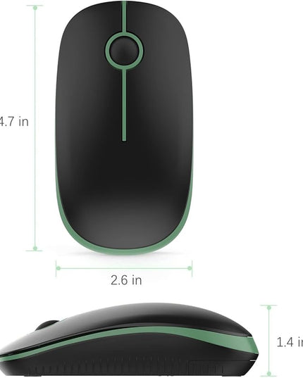 VssoPlor Wireless Mouse, 2.4G Slim Portable Computer Laptop Mouse with Nano Receiver Quiet Silent Optical Mice for Notebook, PC, Laptop, Computer-Black and Green