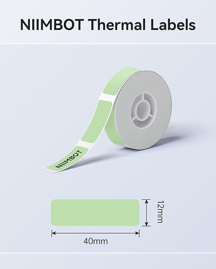NIIMBOT Label Maker Tape for D11/D110/D101 Label Maker, 12 x 40 mm (0.47'' x 1.57'') for Home Office Labeling Tape Replacement, Green