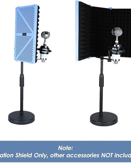 Portable Desktop Soundproof Cover,3 Doors Foldable Acoustic Panels Studio Equipment,Vocal Absorbing Shield to Filter Vocal for Microphone,for Home Studio(Black)