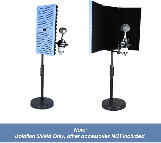 Portable Desktop Soundproof Cover,3 Doors Foldable Acoustic Panels Studio Equipment,Vocal Absorbing Shield to Filter Vocal for Microphone,for Home Studio(Pink)