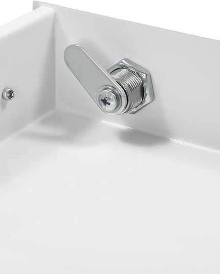 14.17" Under Desk Storage Drawer, Locking Design White Sliding Pull-Out Drawer for Sit Stand Workstation