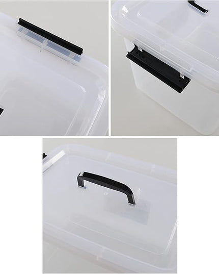 5 Liter Clear Storage Box, 4-Pack Plastic Latching Box with Lid