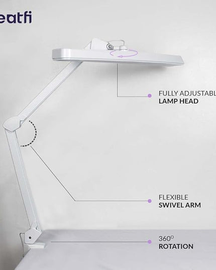 Neatfi (New Model) XL 2,500 Lumens LED Task Lamp with Clamp, 5 Light Modes, 3000-6000K Correlated Color Temperature, 30W, Dimmable, 324 Pcs SMD LED, Desk Light for Home, Office (CCT, White)