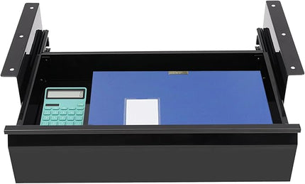 LEYSRIS 17.7" Lx9 W Under Desk Storage Drawer, Black Sliding Pull-Out Drawer for Sit Stand Workstation