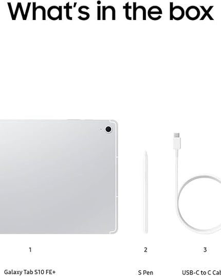 SAMSUNG Galaxy Tab S10 FE+ 13.1” 256GB WiFi Android Tablet, Large Display, Long Battery Life, Exynos 1580 Processor, IP68, Water-Resistant, 90 Hz Refresh, S Pen for Note-Taking, US Version, Silver
