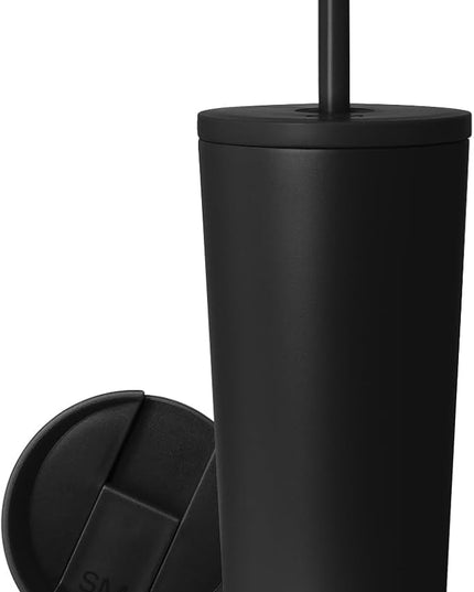 Simple Modern Insulated Tumbler with Lid and Straw | Iced Coffee Cup Reusable Stainless Steel Water Bottle Travel Mug | Gifts for Women Men Her Him | Classic Collection | 20oz | Midnight Black