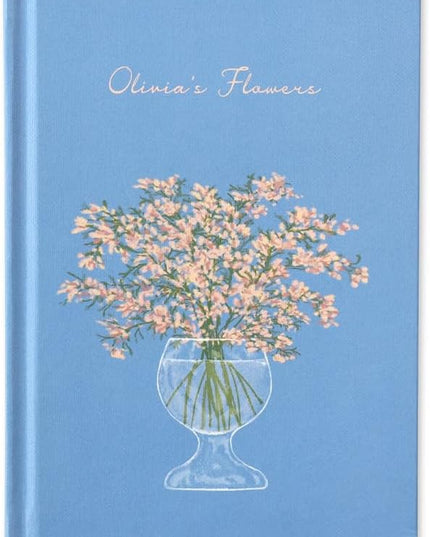 Monolike Olivia's Flowers Hardcover Lined Notebook, Blue - Hardcover, Academic, Journal, Diary, 112pages