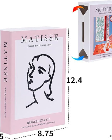 Book Shape Decorative Cable Management Box - Expandable Cable Organizer Box with Magnetic Closure for Home & Office (Modern Matisse, Large)
