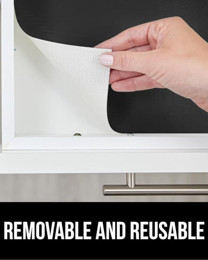 GORILLA GRIP DripGuard Shelf Liner, Non Adhesive Drawer and Kitchen Cabinet Protector, 24x240 Inch, Slip Resistant BPA Free Smooth Surface Plastic Liners for Cabinets, Bathrooms, Closets, Black
