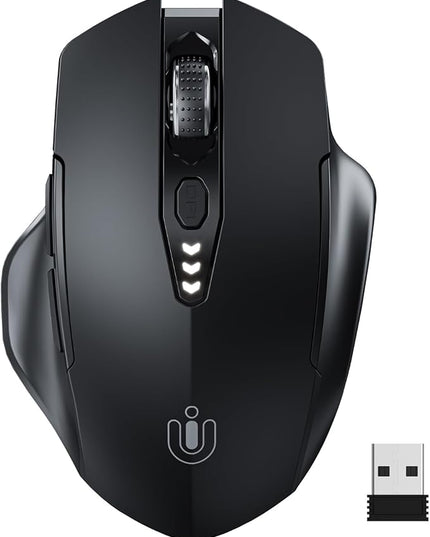 Uineer Wireless Mouse,Upgraded 2.4GHz Rechargeable (Battery Level Visible) Ergonomic Computer Mouse,4 Levels DPI, Wireless Mice for Laptop Computer(Matte Black)