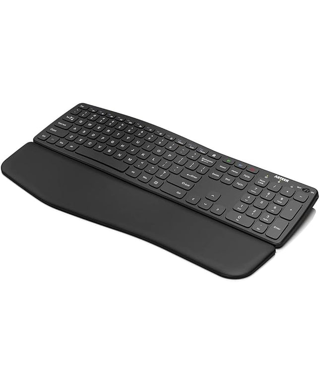 Arteck Bluetooth Keyboard Universal Wave Comfortable Keypad with Palm Rest Multi-Device Full Size Wireless Keyboard for Windows iOS iPad OS Android, Computer Desktop Laptop Surface Tablet Smartphone