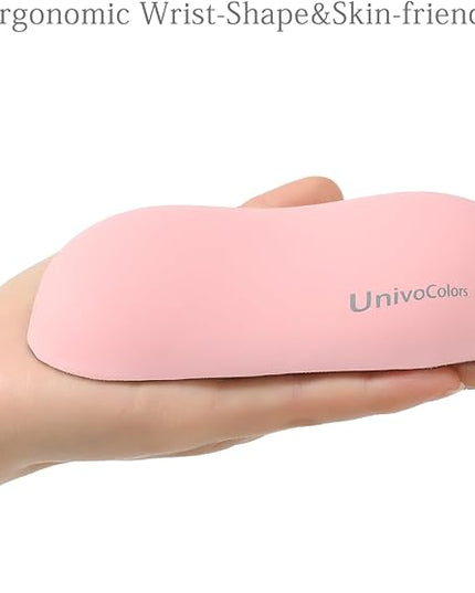UnivoColors Design-Wave Wrist Rest, Artificial Sheepskin+Memory Foam+Ergonomic+Anti-Slip Gel, Resilience Support During Work and Gaming,Mouse Accessory,Pink
