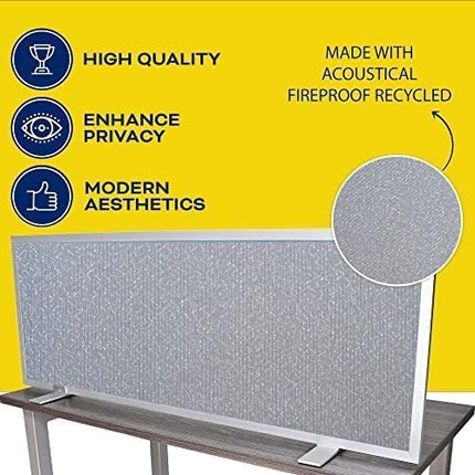OBEX Acoustical Free Standing Privacy Screen, Cubicle Accessories Desk Privacy Panel, Desk Dividers for Office, Office Furniture Partitions Portable Sound Proof Dividers, 12" x 36", Overcast