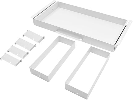 21.5" Under Desk Drawer Slide Out For Office Desk with 2 Dividers, Storage Organizer For Sit Stand Workstation, White