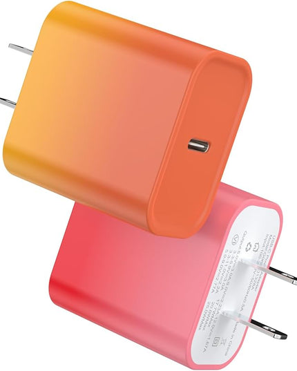 2Pack USB C Charger Block 20W, iGENJUN USB-C Power Adapter - Phone Charger with Fast Charging Capability, Type C Wall Charger for Phone 17/17 Air/17 Pro Max/16 Series, Galaxy, Pixel, Pad