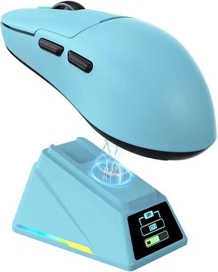 AJAZZ AJ159 APEX Wireless Gaming Mouse 2.4G Wired BT|RGB Magnetic Screen Charging Dock|Lightweight|42K Optical Tracking|400mAh Battery |PAW3950APEX Sensor.