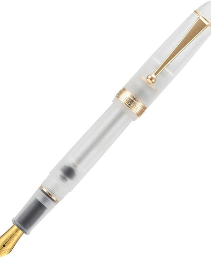 Asvine V126 Vacuum Filling Fountain Pen, Frosted Clear Acrylic Stub Nib 1.1mm Calligraphy Art Drawing Clear Demonstrator Acrylic with Case Set