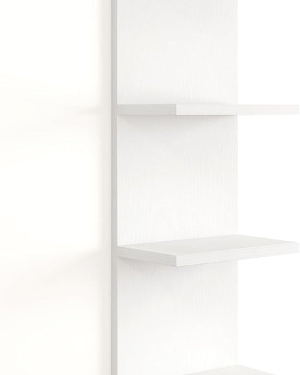 Fun Memories 4 Tier Wall Shelf Unit, Vertical Floating Shelf, Wall Mount Lack Shelving Home Decor Organizer Tall Tower Design Utility Shelving for Bedroom Living Room, White