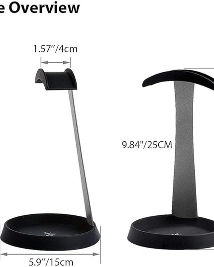 Avantree HS102 - Metal & Silicone Headphone Stand Hanger with Cable Holder, Black Desk Earphone Mount Rack, Fancy Music Studio Accessories