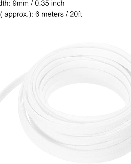 uxcell PET Expandable Sleeving 20ft 1/4" White Cable Management Sleeve Cord Organizer for Wrap Protect Cable