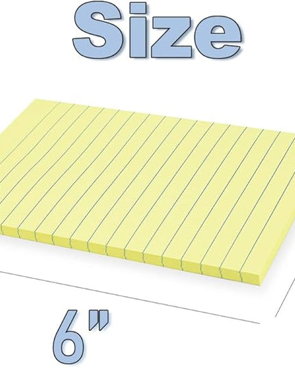 (12 Pack) Lined Sticky Notes 4x6 in,Yellow Large Notepads with Lines,Ruled Stickies Super Sticking Power,Office School Memo Note Pads,Post on Windows Doors,Recyclable,Easy to Write on,Hold Well