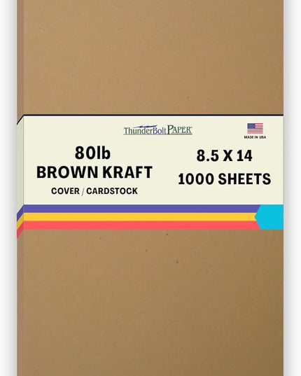 1000 Brown Kraft Fiber 80# Cover Paper Sheets - 8.5" X 14" (8.5X14 Inches) Legal|Menu Size - Rich Earthy Color with Natural Fibers - 80lb/pound Cardstock - Smooth Finish