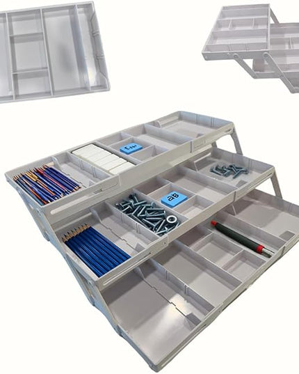 3 Tier Drawer Organizer, Multi Level Smart Drawer Organizer for Desk, Expandable Organizer for Office, Makeup, Jewelry, Kitchen, Folding Storage for Home and Office Drawers - White