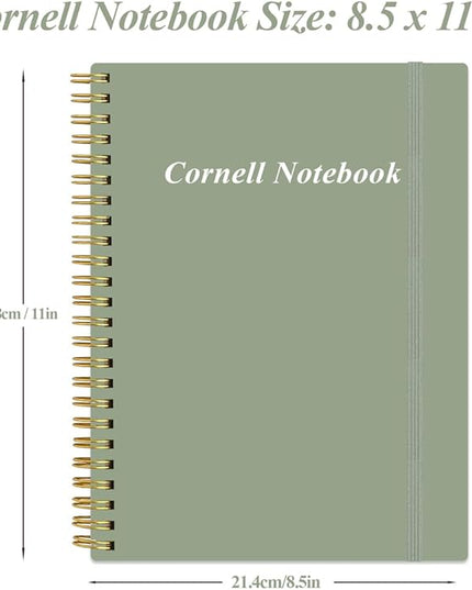 Yaridar A4 Cornell Notes Notebook - College Spiral Cornell Notebooks for Note Taking, Subject Ruled Steno Pads for Office/School/College/Home, 8.5" x 11", Green