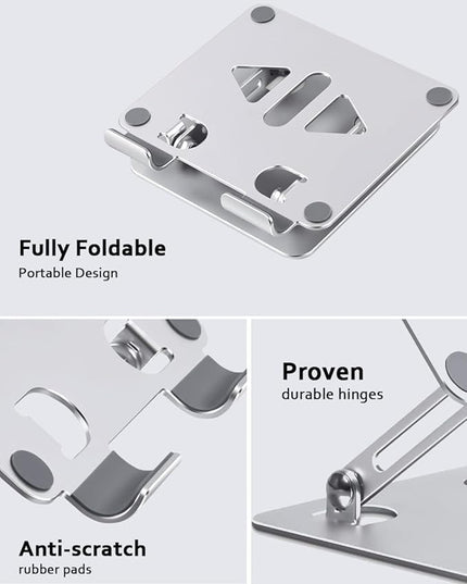 Tablet Stand Holder for Desk, Adjustable Desktop Tablet Holder, Foldable Aluminum Tablet Mount for iPad pro 11, iPad Air Mini, Samsung Galaxy Tabs Z Fold Kindle Fire 4-12 inch, Silver