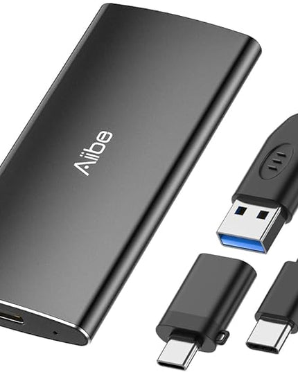 Aiibe 1TB External SSD USB C Portable SSD USB 3.2 Gen 2, Up to 1050MB/s, External Solid State Drive 1TB External Hard Drive for iPhone 17/16/15, Laptop (Black)