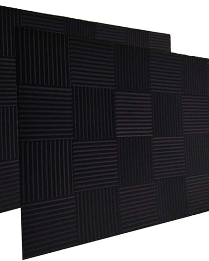 24 Pack Acoustic Panels Soundproof Studio Foam for Walls Sound Absorbing Panels Sound Insulation Panels Wedge for Home Studio Ceiling, 1" X 12" X 12" (Black)