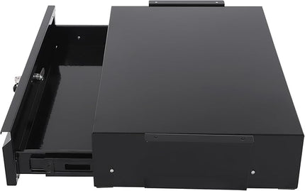 17.7" Under Desk Storage Drawer, Locking Design Black Sliding Pull-Out Drawer for Sit Stand Workstation